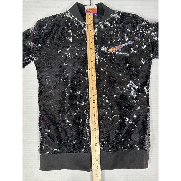 Rock Cheer Womens S Sequin Bomber Jacket Sparkle Zip Front Long Sleeve Dance - Picture 8 of 8